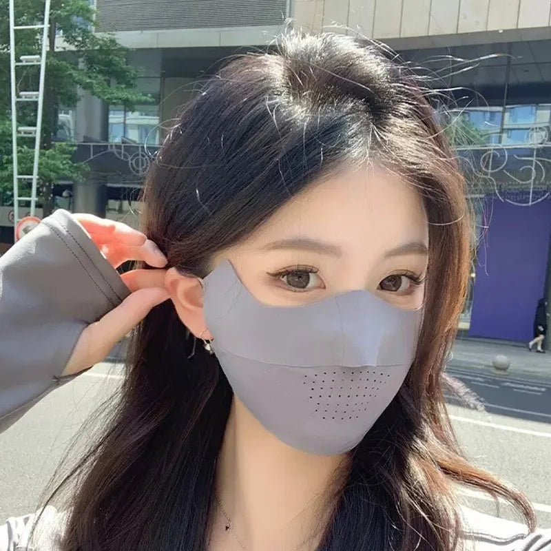 Summer Ice Silk Face Mask UV Sun Protection Respirator Men Women Adjustable Breathable Mask For Outdoor Running Cycling Sports