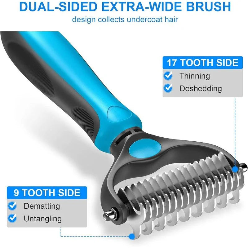 2-Sided Pet Deshedding & Dematting Brush