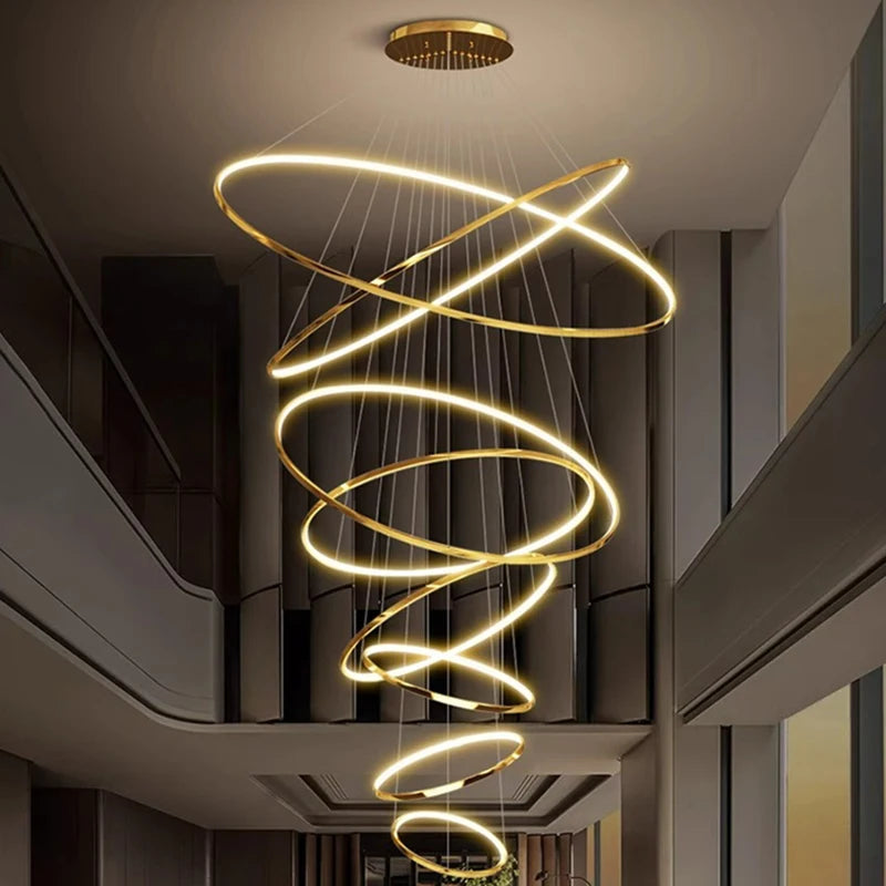 Modern Home Decor LED Lights Pendant Light Lamps for Staircase Chandeliers for Living Room Hanging Light Indoor Lighting